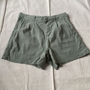 FRANK & EILEEN Waterford Walking Short High Rise Flax Linen Blend Size 10 Green